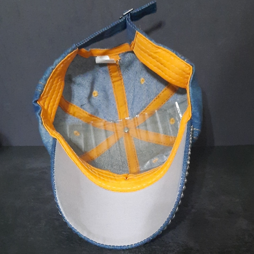 NWOT Denim Rhinestone American Flag Baseball Cap - Blue - Picture 5 of 6